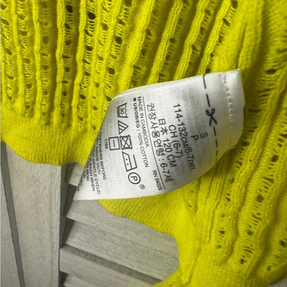 GAP Kids Neon Yellow Ribbed Cardigan Sweater Girls Size 5T